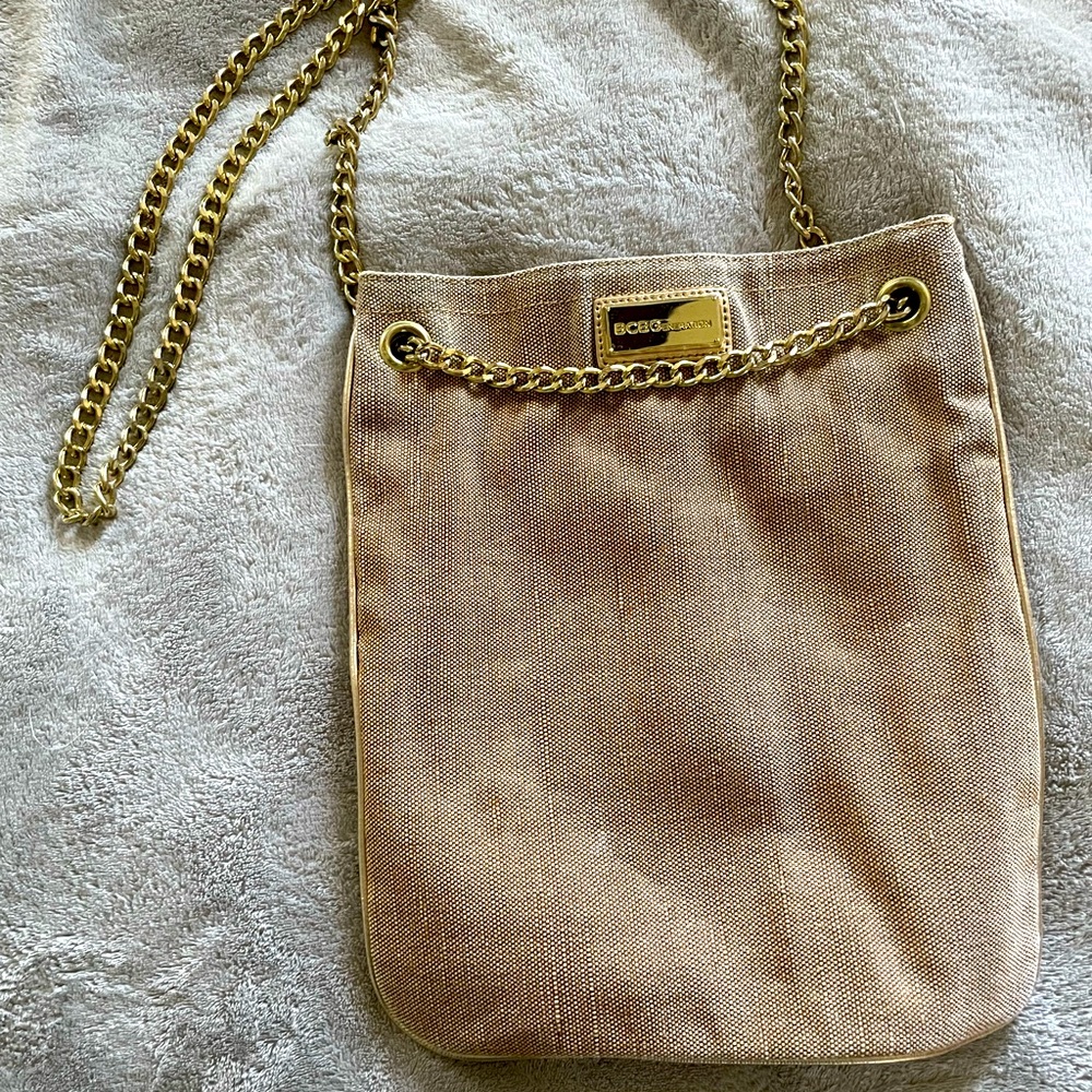 BGBGeneration gold and burlap purse
